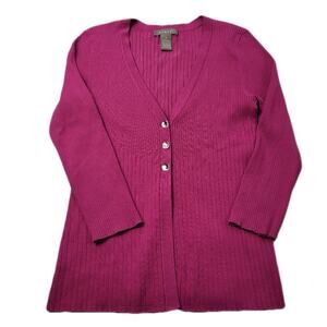 Kenar Lightweight Fushia Silk blend Cardigan with Statement Buttons size Medium